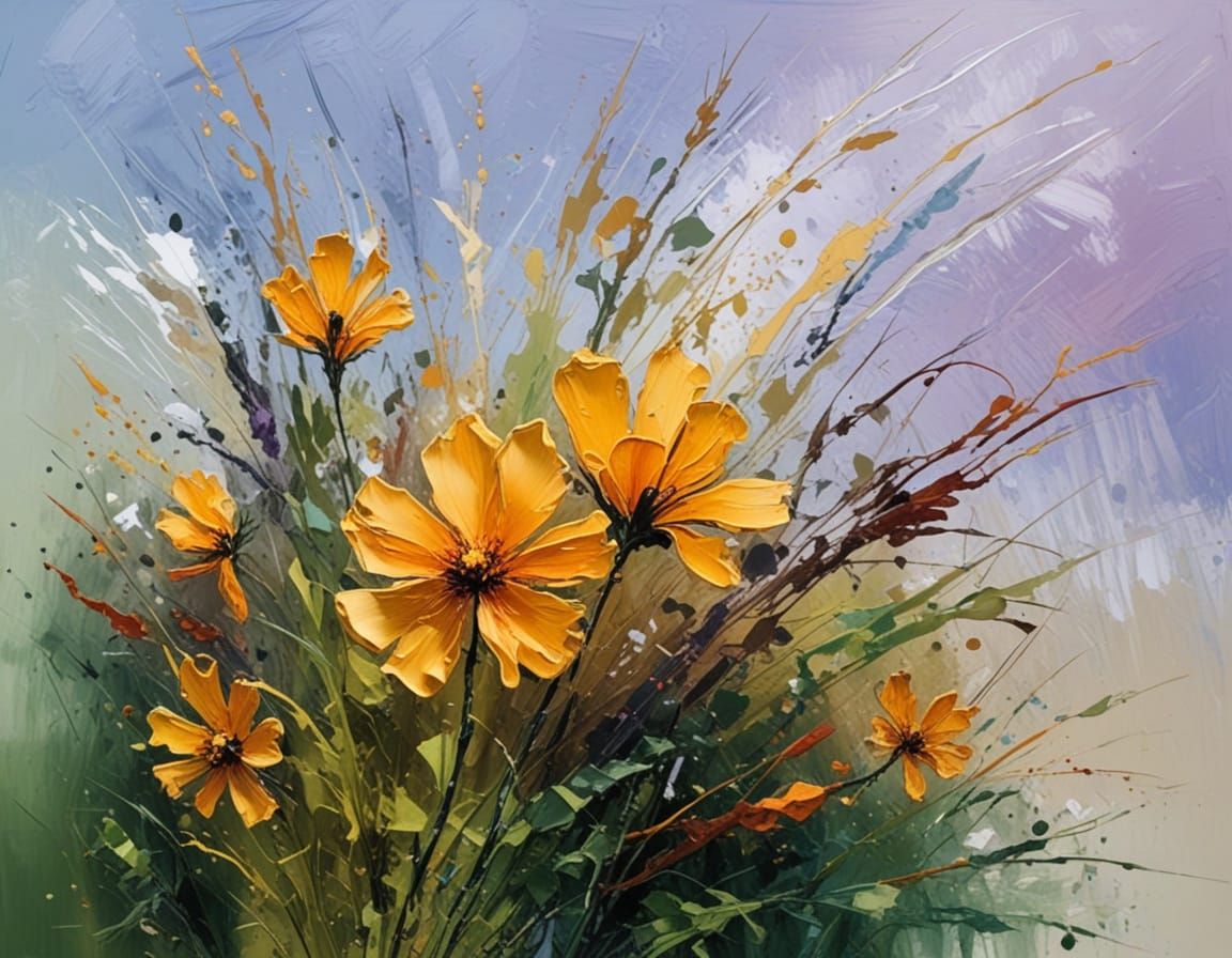 Vibrant Abstract Expressionism in Dry Brush Style