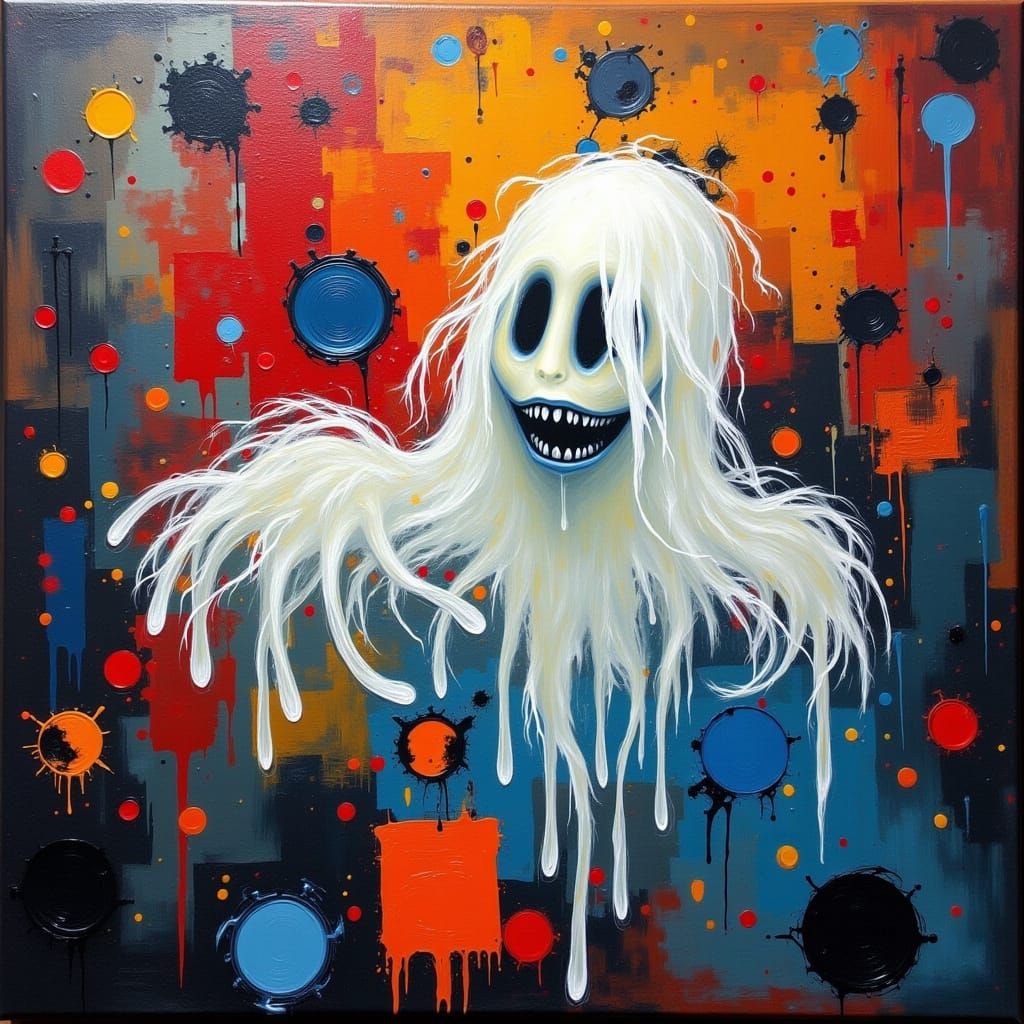 Eerie Ghost in Modern Abstract Art Painting