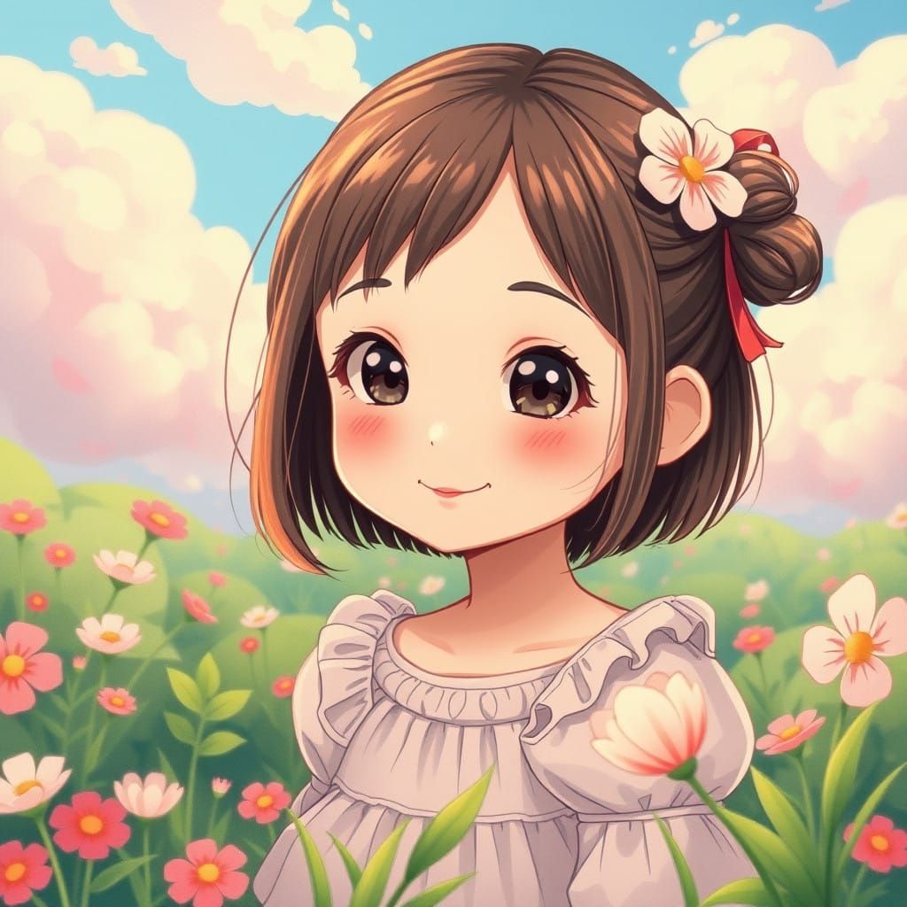 Whimsical Girl in a Fantasy World of Eternal Youth