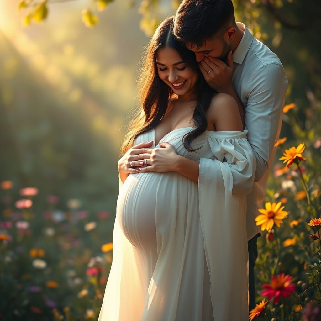 Gentle Moment of Love and Wonder in Enchanted Forest