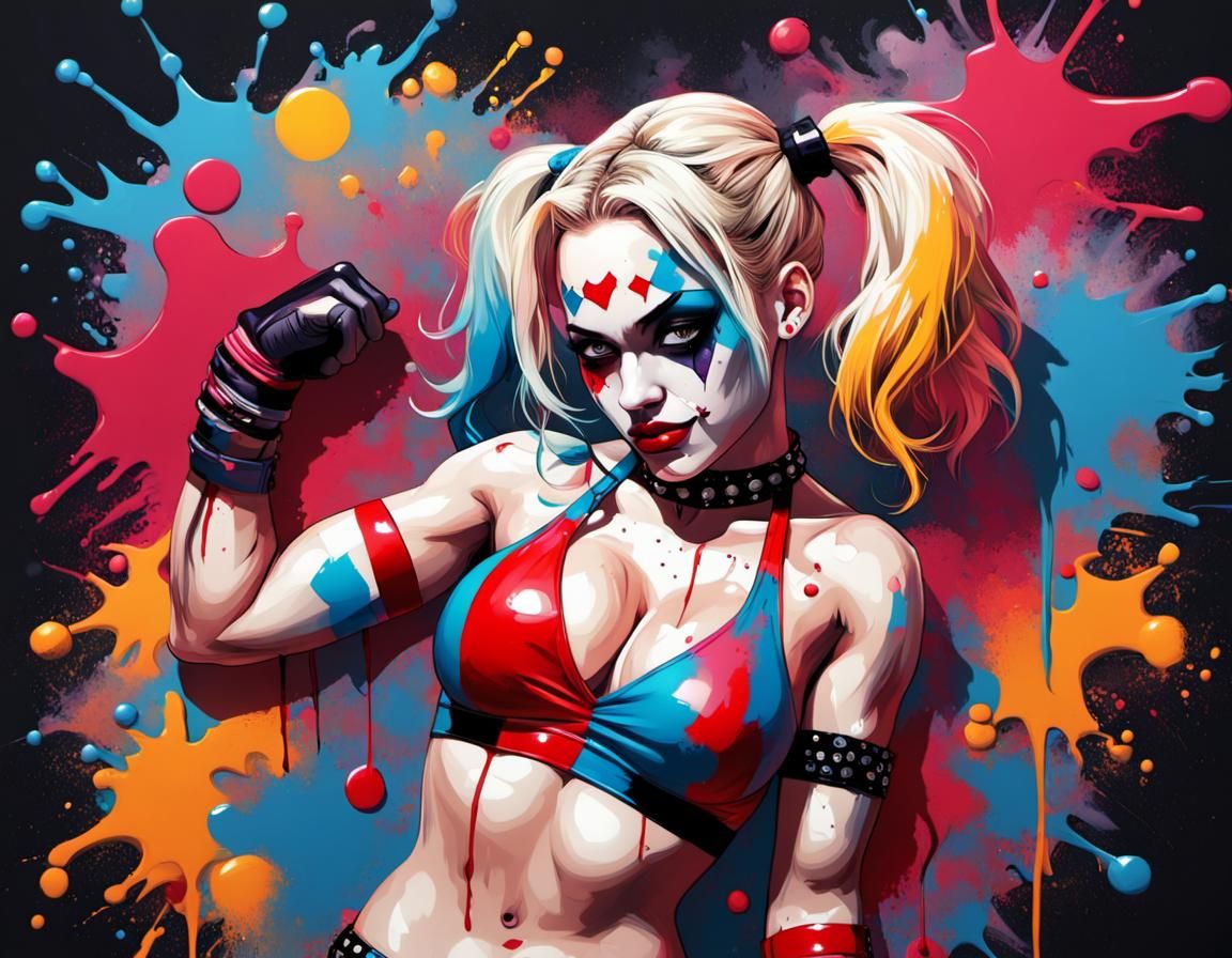 Harley Quinn Graffiti Art Bikini Wrestling