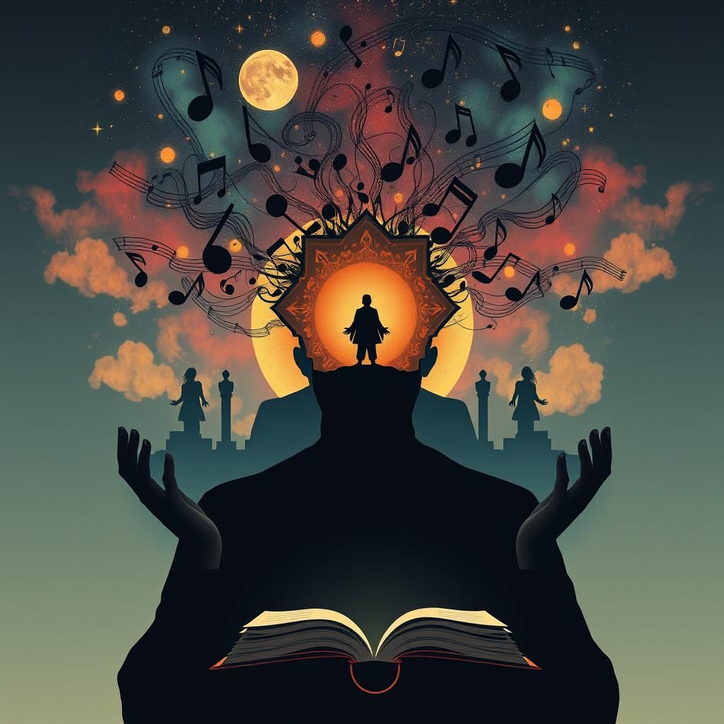 Surreal Meditation Man's Mind Unfolds in Vector Style