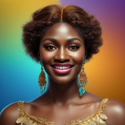 Glamorous 1970s Portrait of Smiling Woman