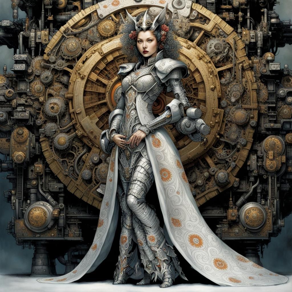 Cybernetic Kitsune Cyborg in Retropunk Landscape