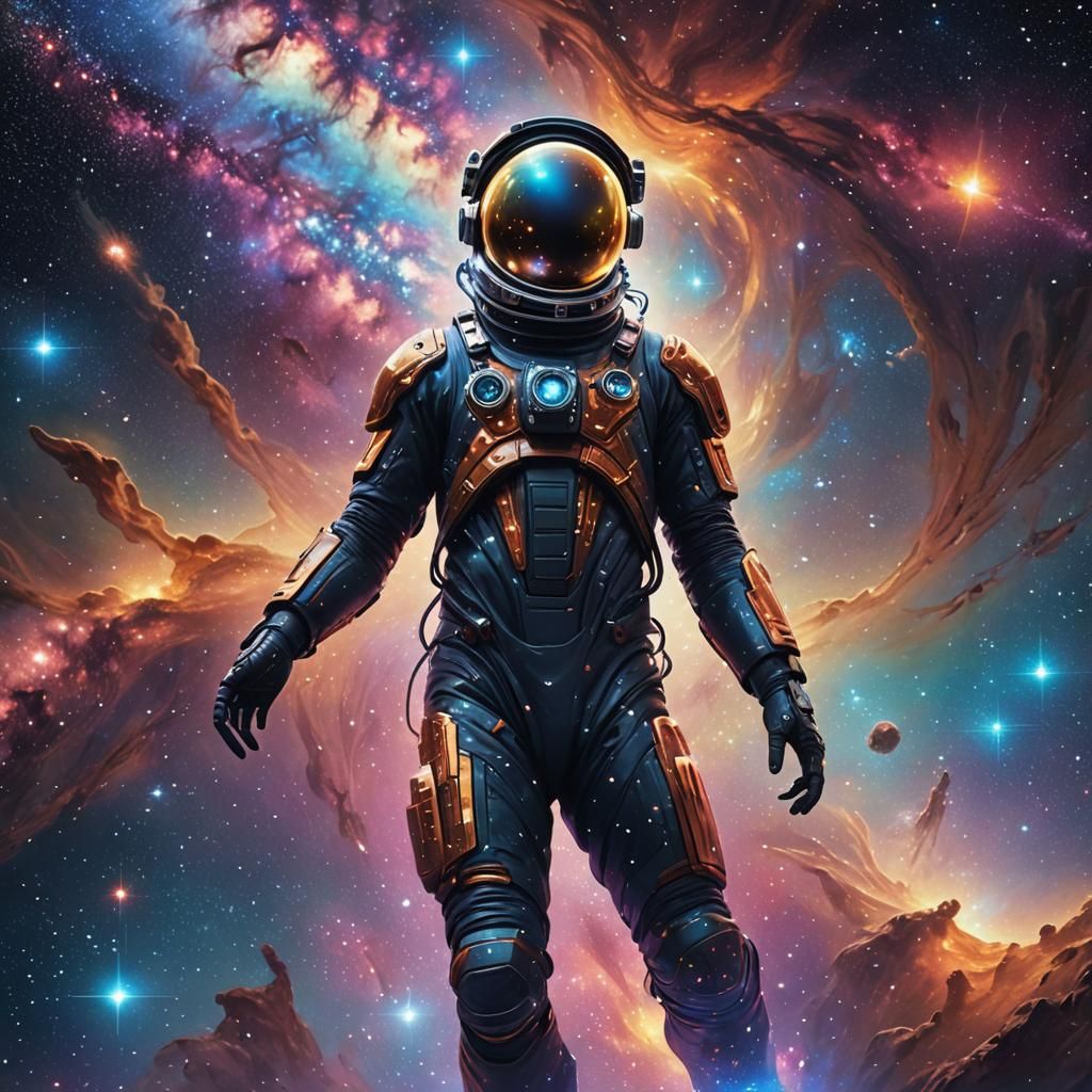 Cosmic Swimmer Navigates the Milky Way in Digital Art