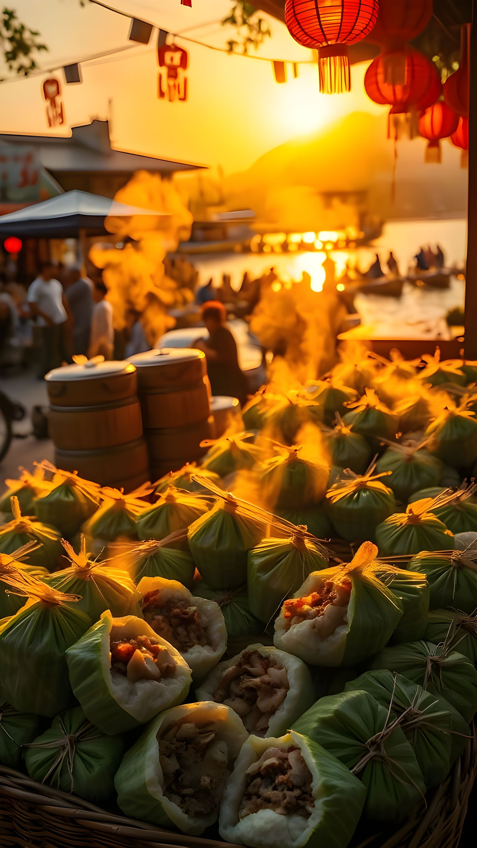 Dragon Boat Festival Food Stall: Zongzi and Celebration