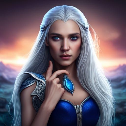 Fantasy Art: Teen Queen with Silver Hair