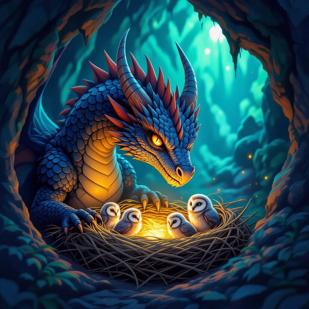 Dragon Protector: A Heartwarming Digital Art Masterpiece