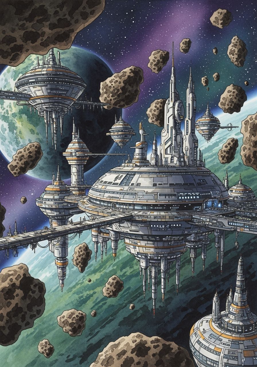 Anime Scifi Space Colony in Asteroid Belt