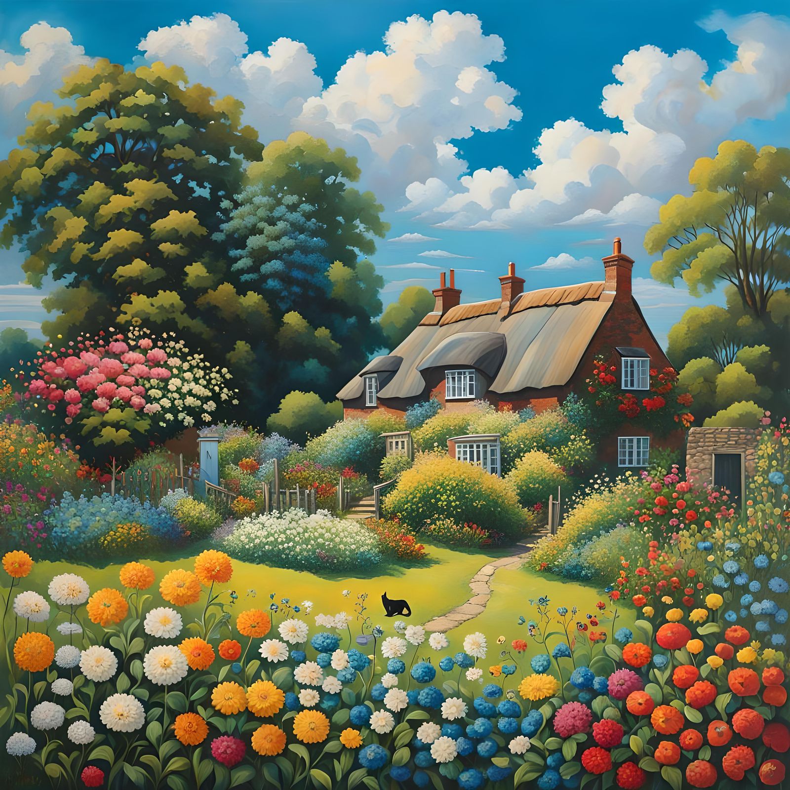 Idyllic Country Cottages with Colorful Gardens