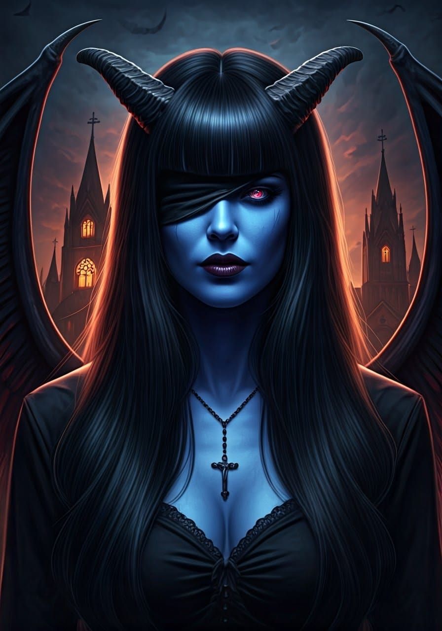 Beautiful, blindfolded Dark Angel