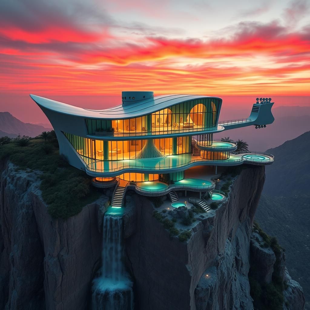 Art-Déco American Guitar-Shaped House