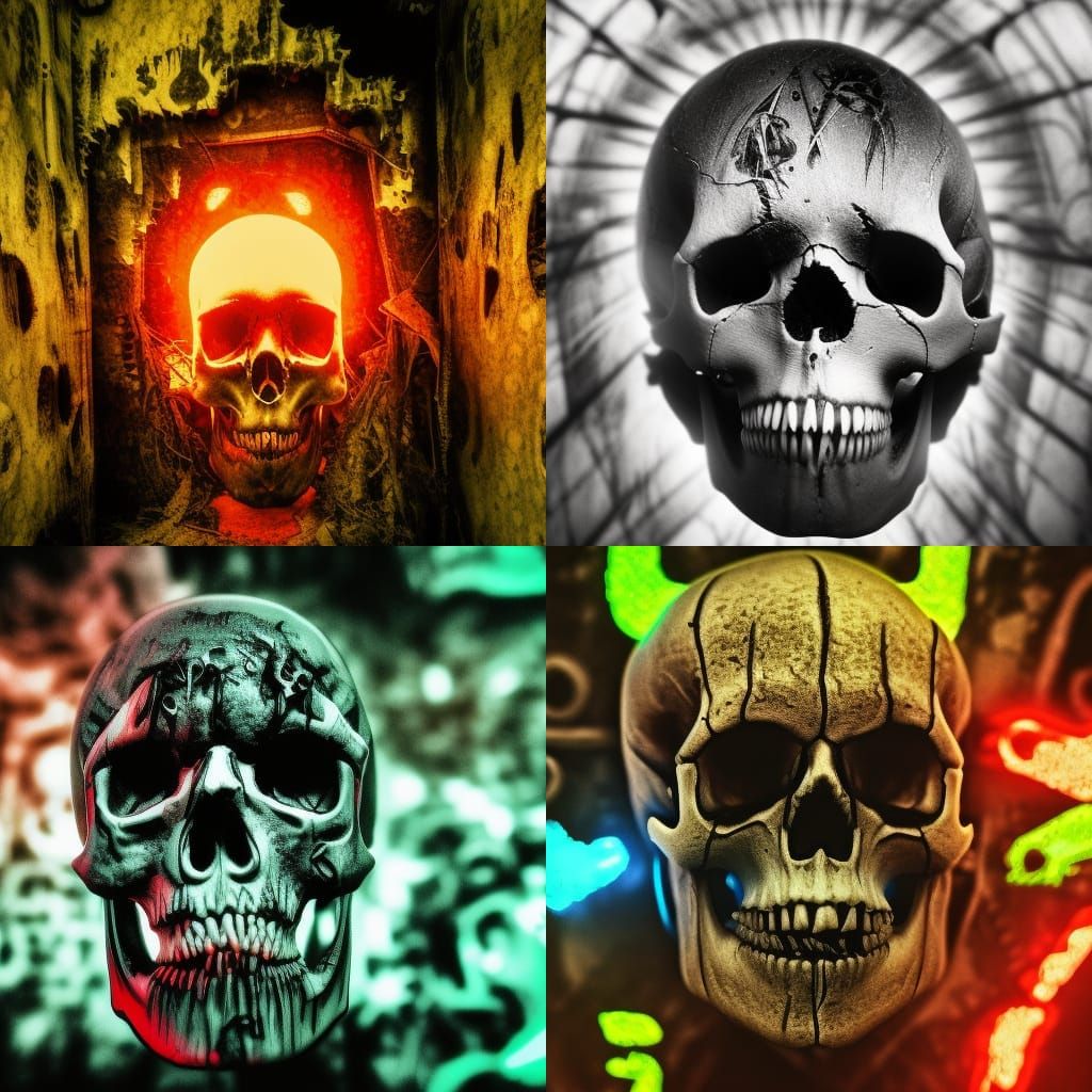 Creepy Skull Chaos in the Dark: Cinematic Horror