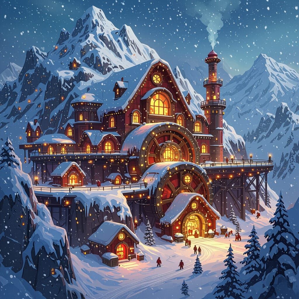 Colossal Santa's Workshop Mega Base in Snowy Mountain