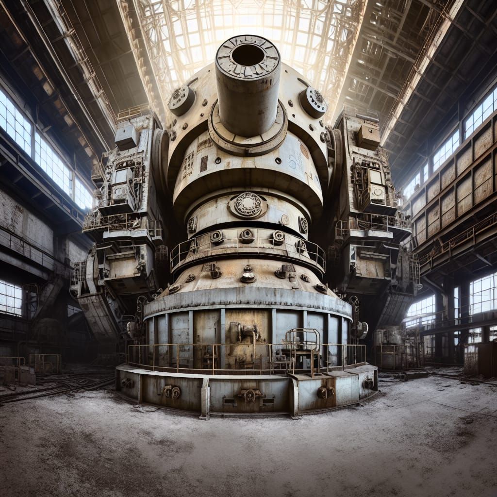 Colossal Industrial Machine in Abandoned Factory