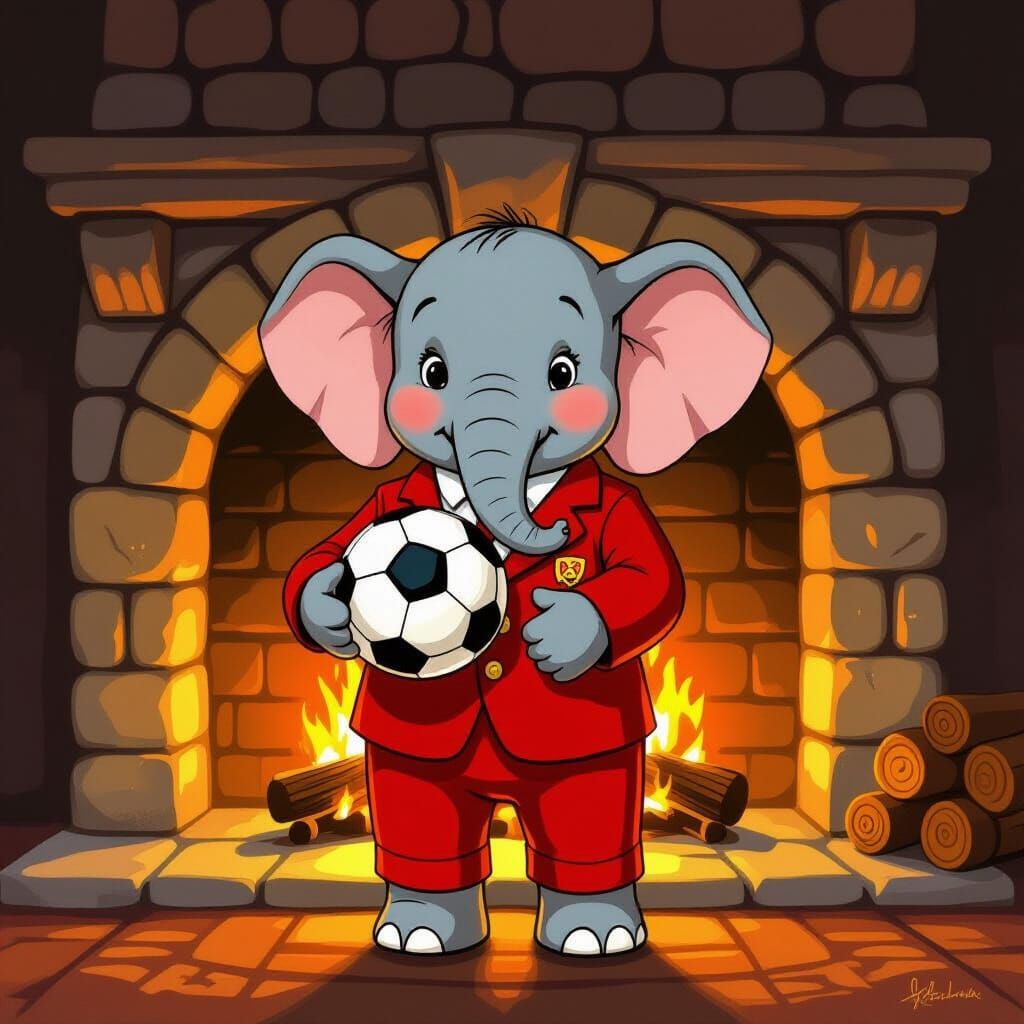 Babar the Elephant with Soccer Ball by Fireside