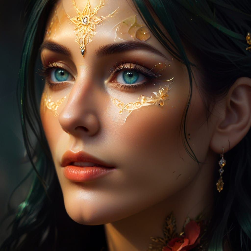 Steampunk Goddess Unveiled in Warm, Golden Light