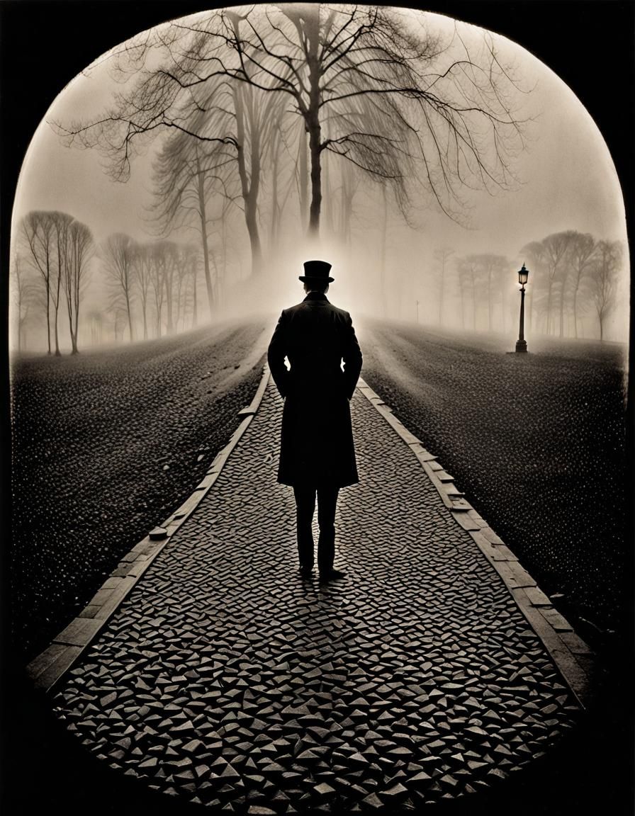 Gothic Double Exposure Portrait in Dark Academia Style