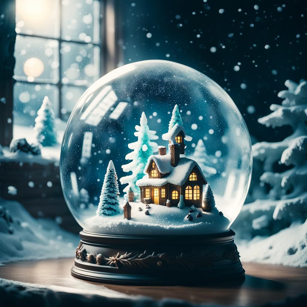 Magical Winter Wonderland in a Snow Globe