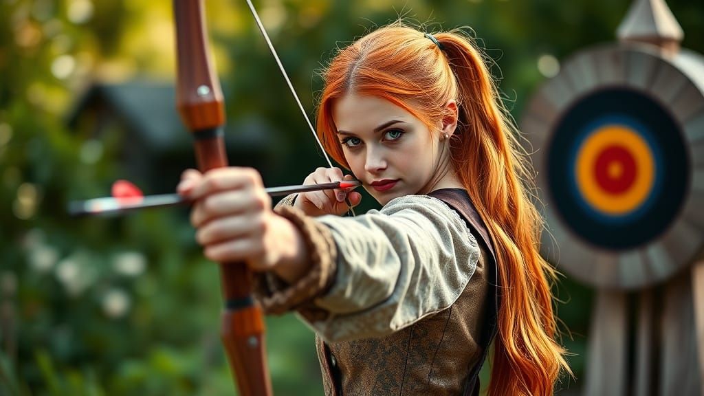 Medieval Princess Archer in a Sunlit Garden