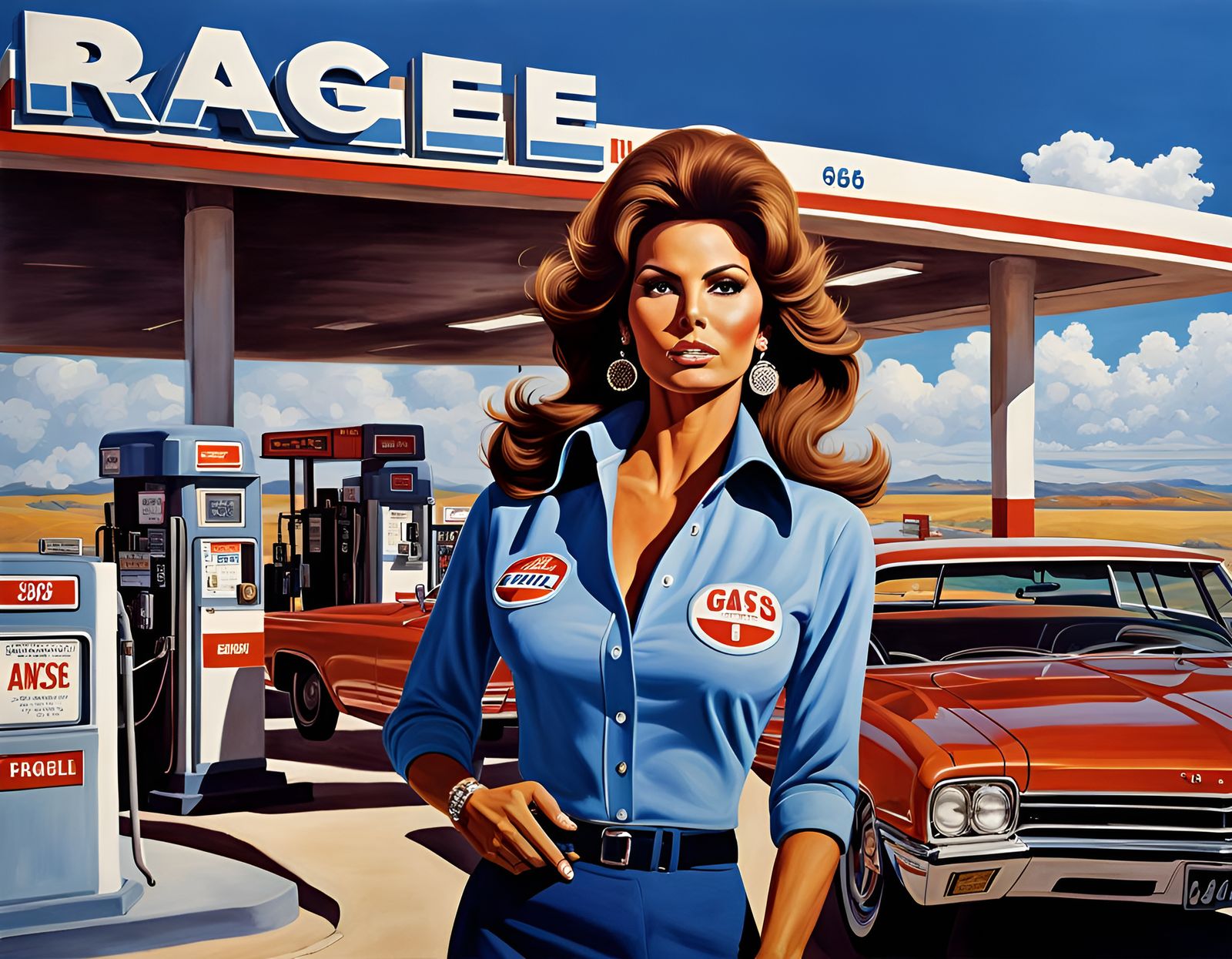 Raquel Welch as Gas Station Attendant, Hyperrealistic Art