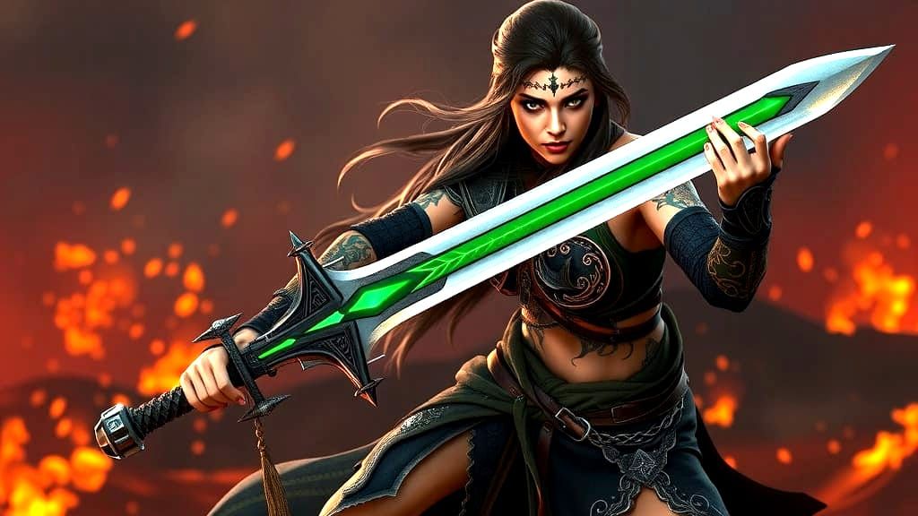 Cyberpunk Warrior Goddess in Epic Battle