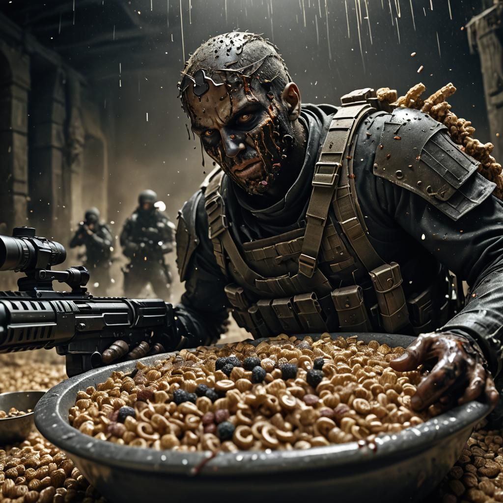 Dark Fantasy Sniper Wakes Up in Cereal Bowl