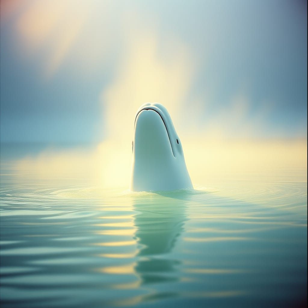 Beluga Whale in Turquoise Water with Cinematic Lighting