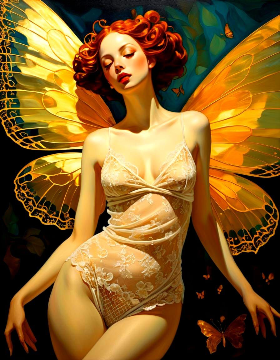 Enchanted Nymph in Art Nouveau Style