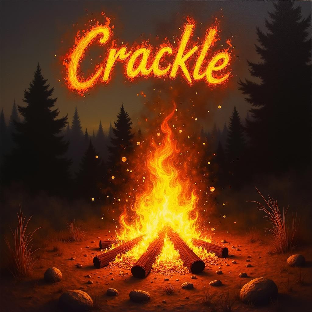 Campfire at Night in Impasto Style