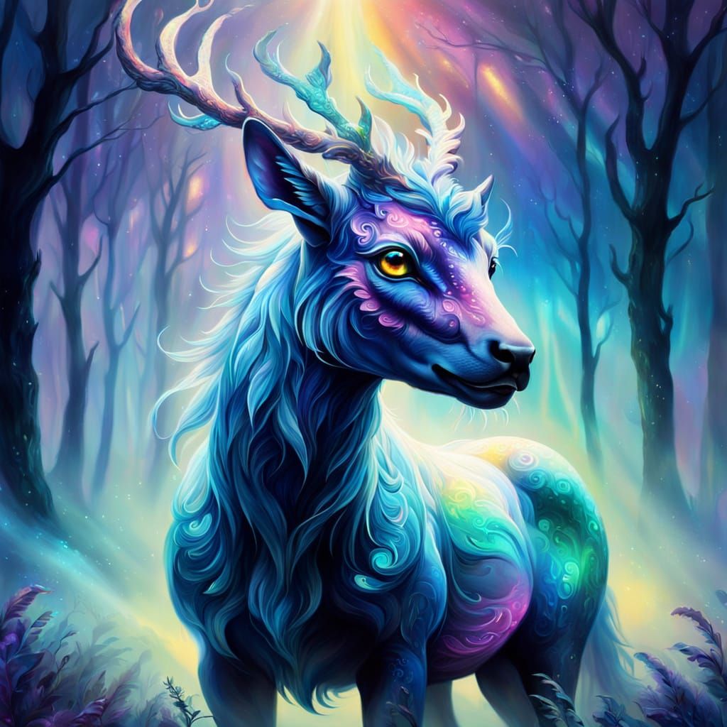 Ethereal Animal in a Dreamlike Surrealist Oil Painting