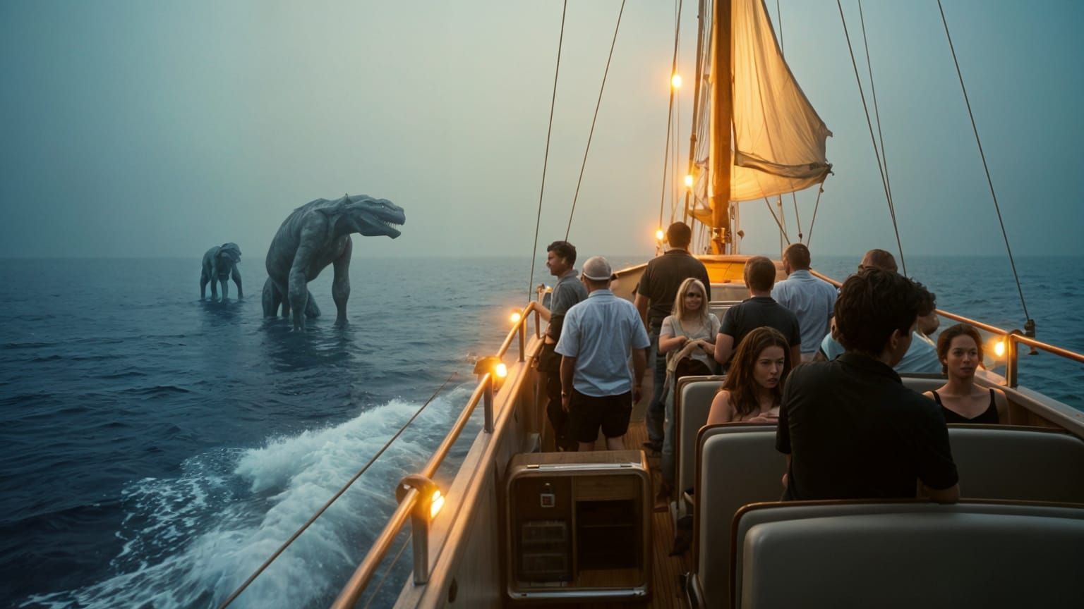 Sargasso Sea Tour Boat: Cinematic Film Still