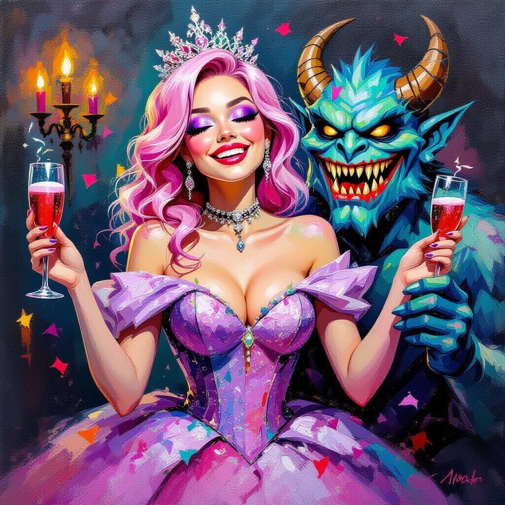 Gothic Ball Gown Woman at Spooky New Year Party