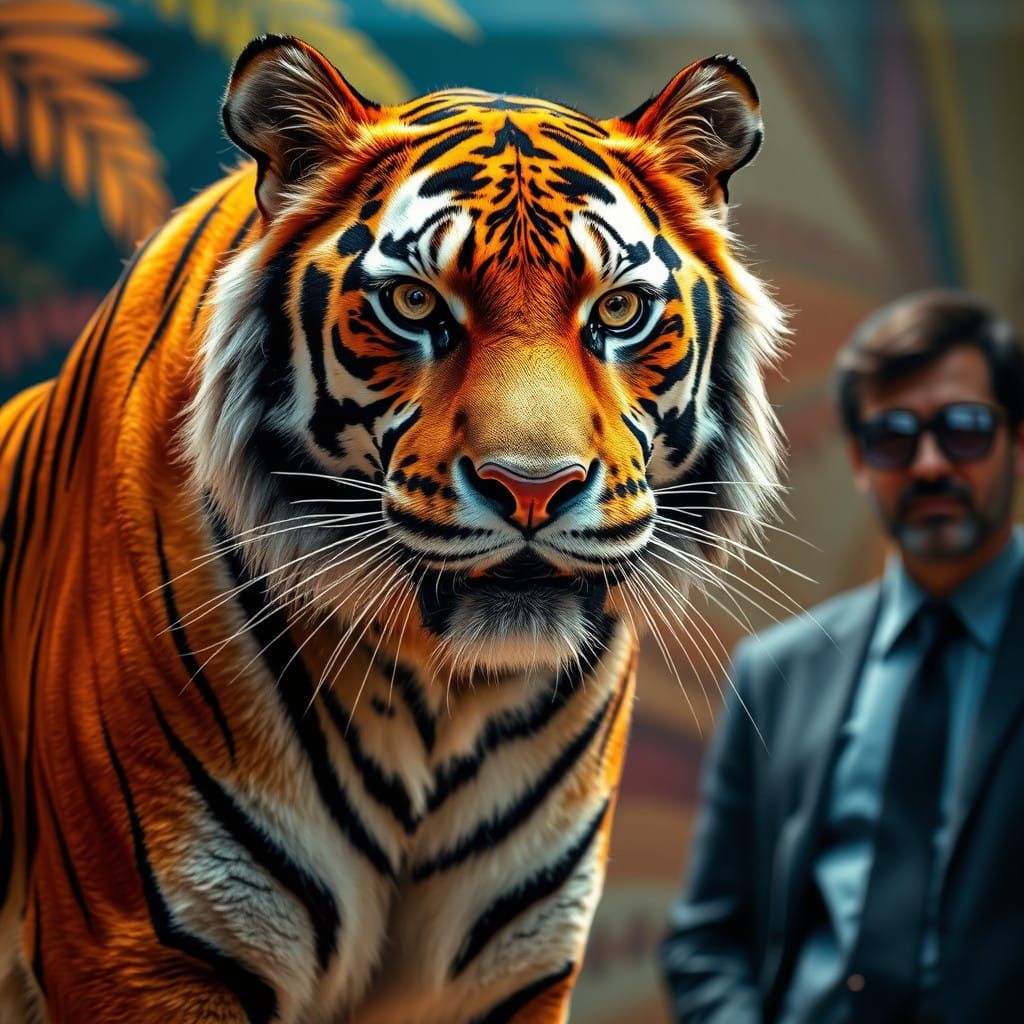 Majestic Tiger in Hyperrealistic Wildlife Portrait