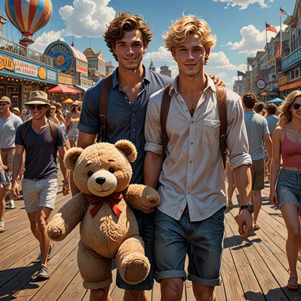 Charming Young Lovers Stroll the Atlantic City Boardwalk