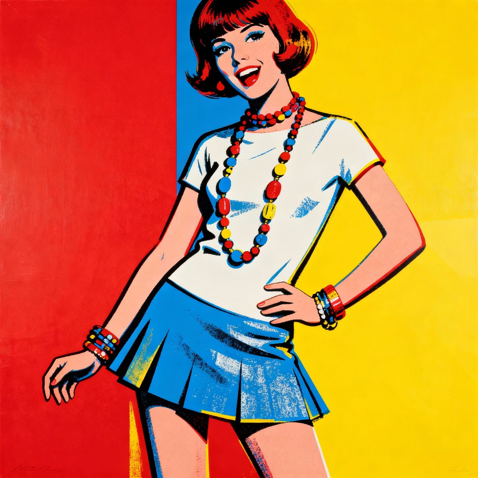 1960s Pop Art Ye-ye Girl with Raster Effects
