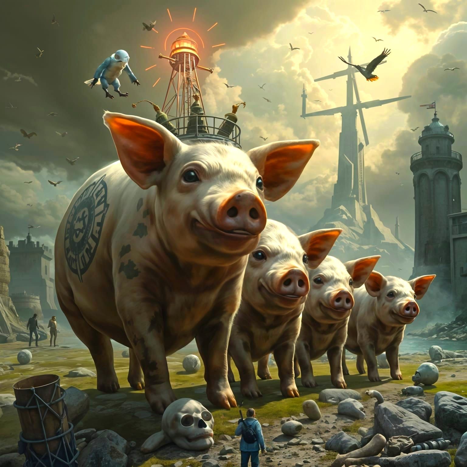 Surreal Dystopian Coast Ruled by Pigmen