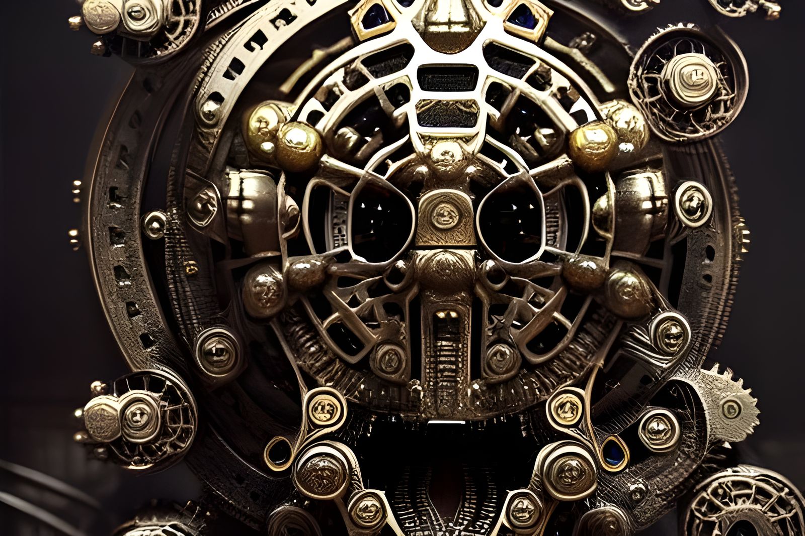 Retrofuturistic Brass Beholder, Detailed Surreal Art