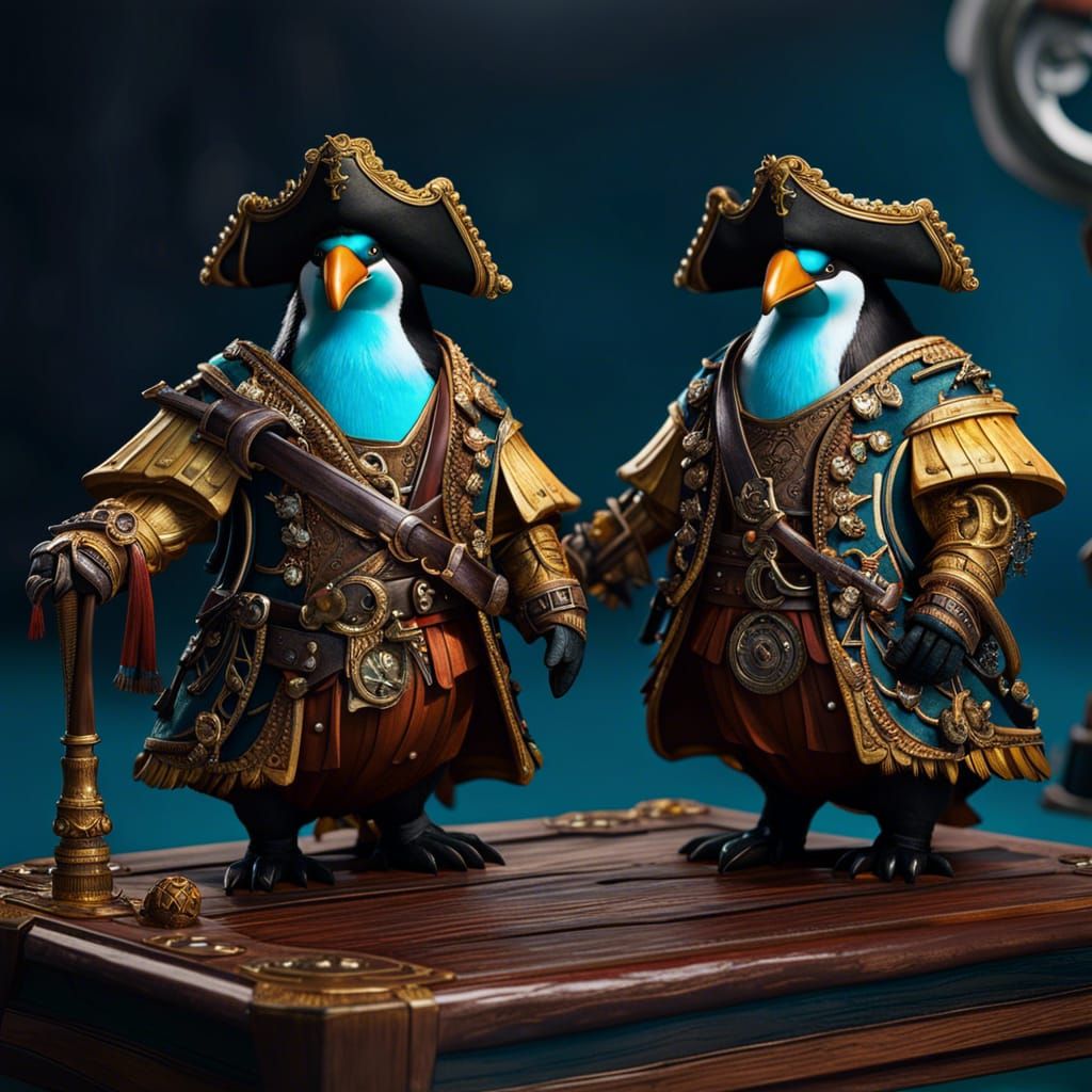 Penguin Pirates Walk the Plank in Fantasycore Style