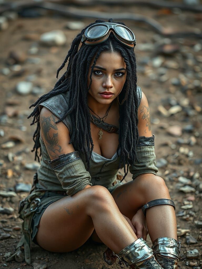 Post-Apocalyptic Warrior Woman in Wasteland Attire