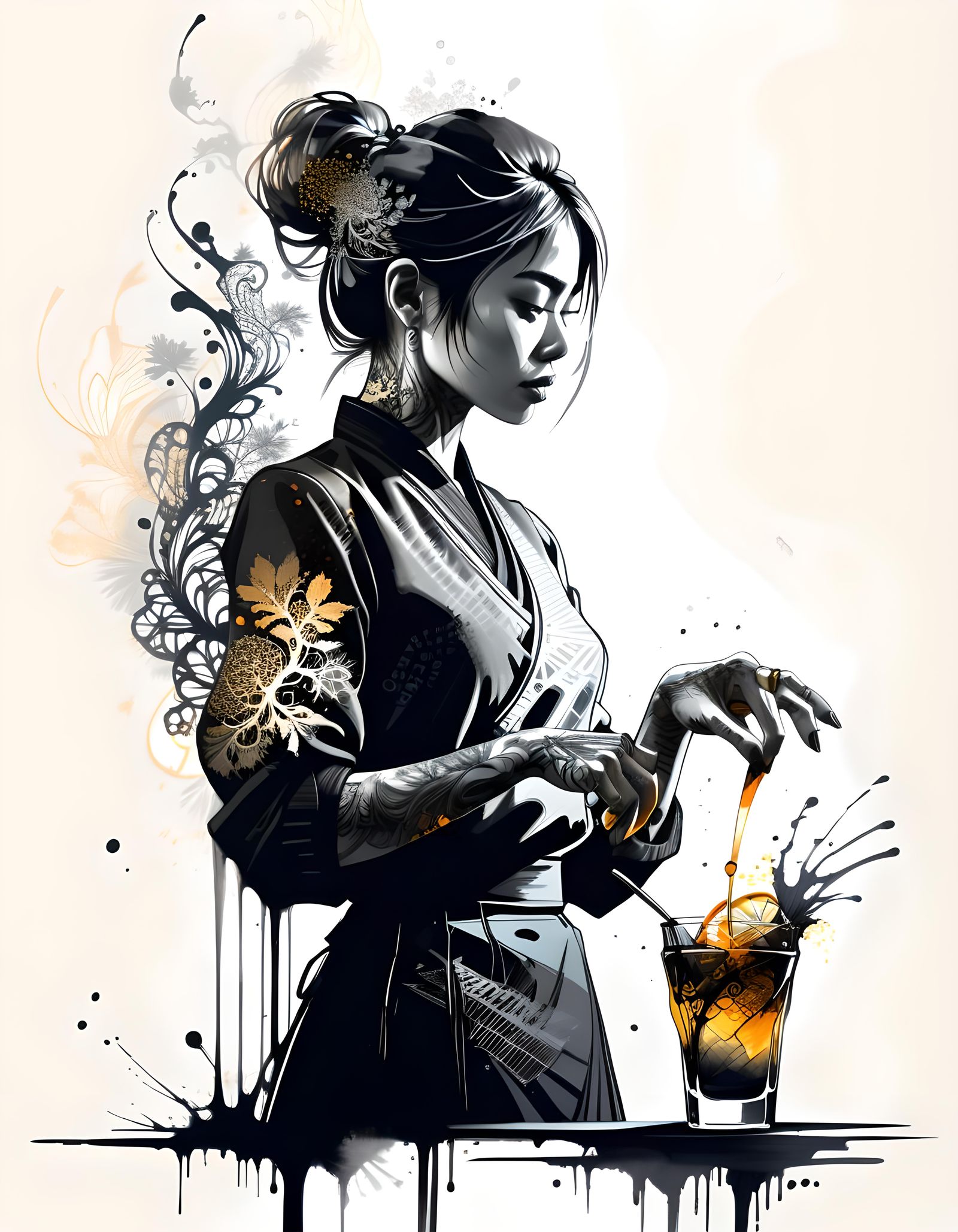 Intricate Ink Bartender Mixes Fractal Drink