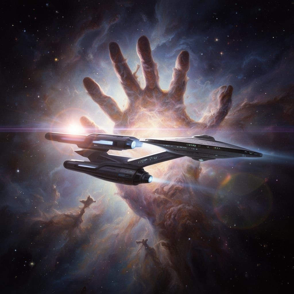 Starship Enterprise E Enters Cosmic Nebula