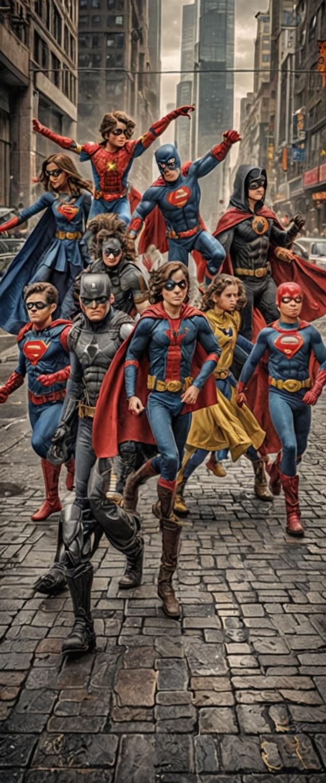 Hyperrealistic Superheroes in Cinematic Composition