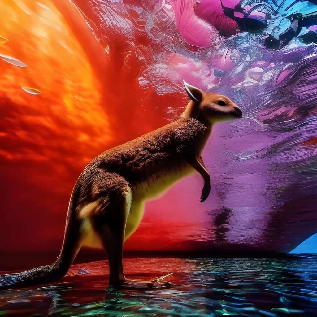 Kangaroo Explores Great Barrier Reef Underwater