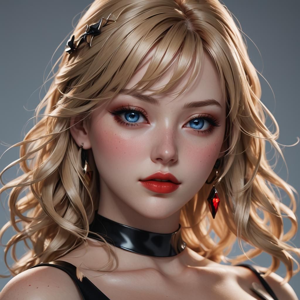 Anime-Style Portrait of a Beautiful Woman in 3D