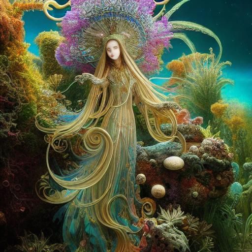 Amoeba Hybrid Walks in Space: Fairytale Digital Art