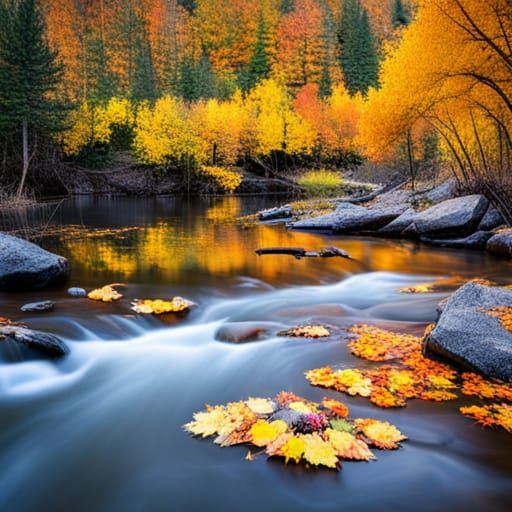 Autumn River Reflects Bright Fall Colors