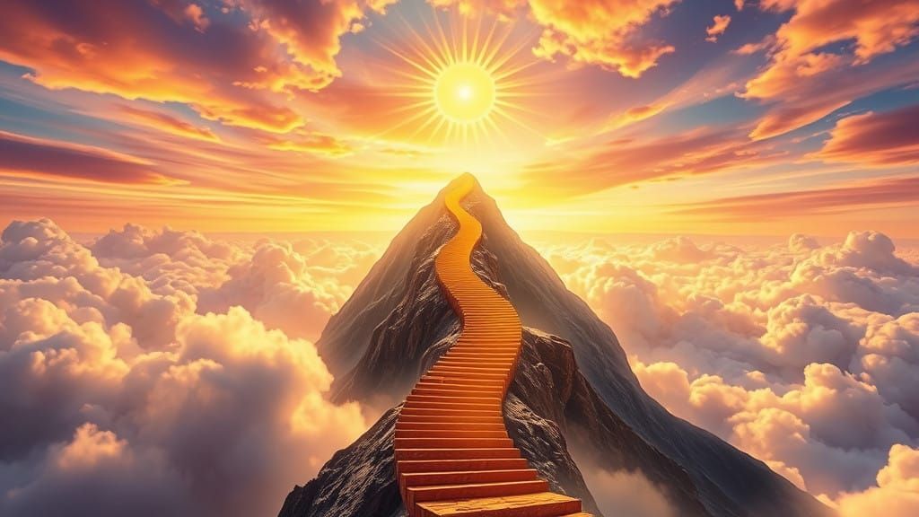 Celestial Stairway to Enlightenment in Vibrant Colors