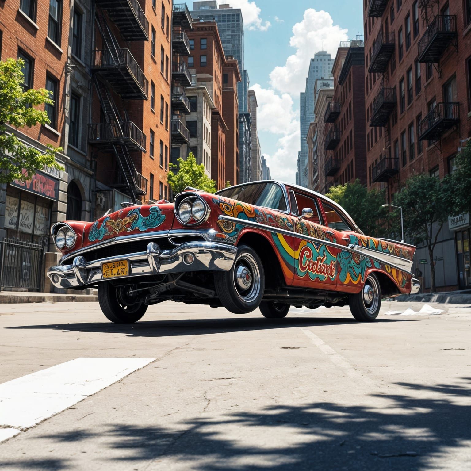Latino Lowrider Bouncing in the Bronx