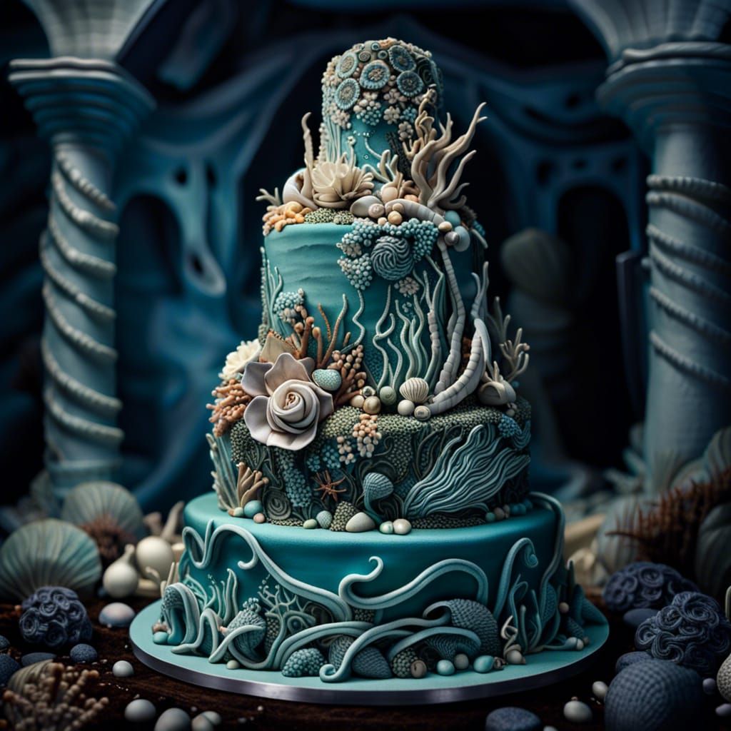 Seabed Wedding Cake in Hyperrealistic Style